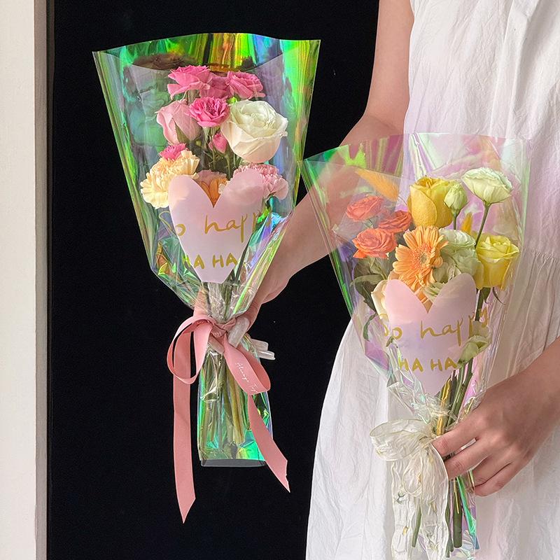 30 st Genomskinliga Rosförpackningspåsar Blomsterbukett Plastpåse Bukettinslagspapper En Rak Påse Blomförpackning
