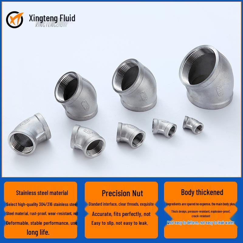45° Female Thread Elbow, 304 Stainless Steel, Water/Gas Pipe Fitting