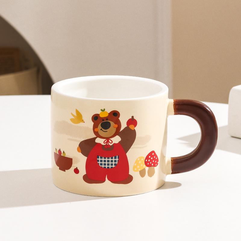 Fufu Cartoon Mug Cute Bear with Cover Couple Home Water Cup Ceramic Office Gift Box