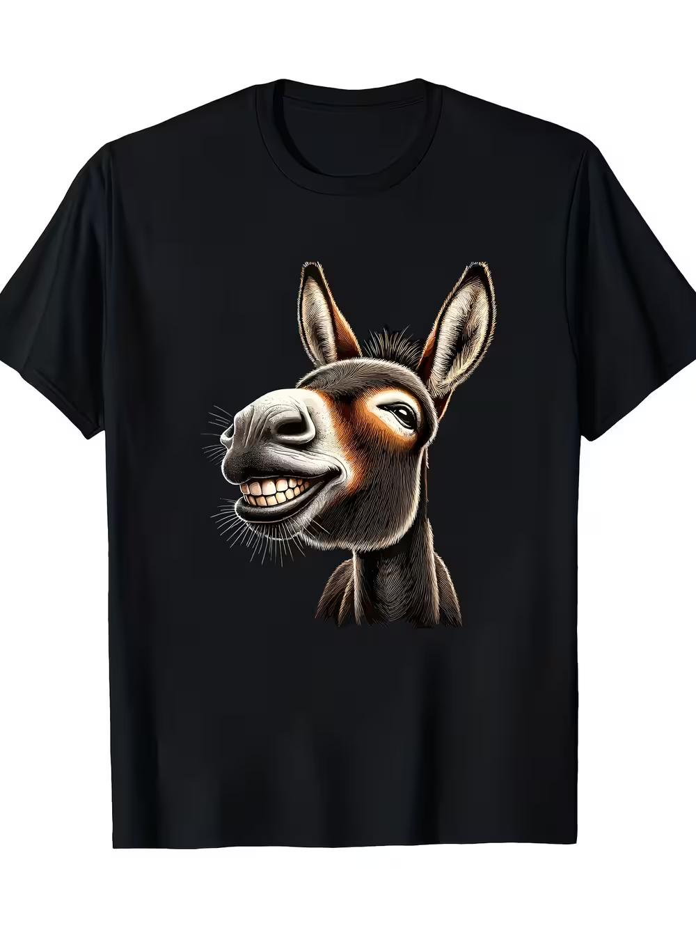 Funny Donkey Graphic T-Shirt - Chinese  donkey  Print S