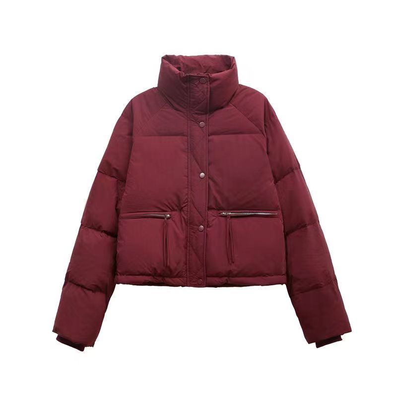 Dámská péřová bunda Stand Collar Zimní korejský styl Bílá kachní péřová lehký kabátek