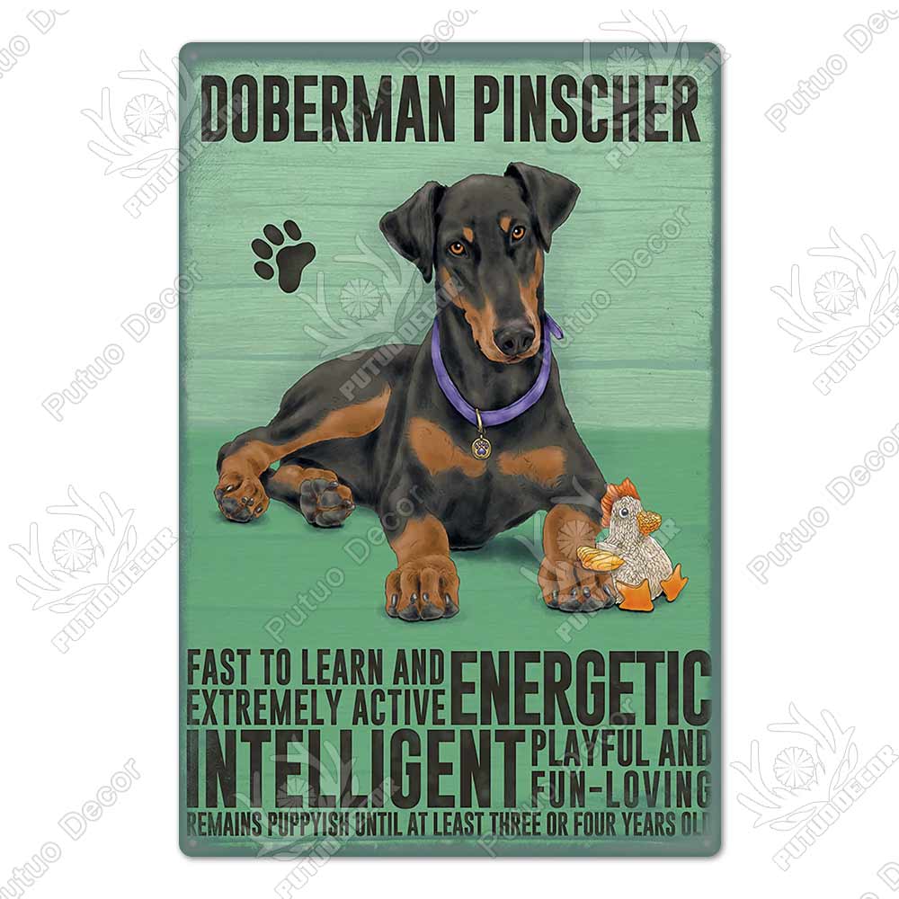 Putuo Decor Dog Vintage Tin Sign Plaque Metal Plate Wall Art Decoration for Living Room Man Cave Cafe Farm Home Retro Poster