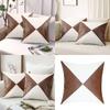Faux Leather Pillow Case Waist Cushions Cover for Living Room Sofa Splicing Linen Throw Pillowcase Home Decoration
