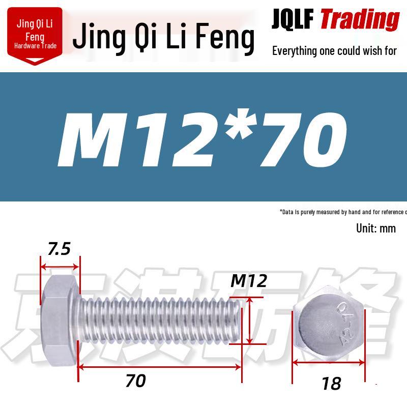 201 Stainless Steel Hex Head Full Thread Bolt: Wear & Corrosion Resistant, M4-M14 for Aerospace Machinery