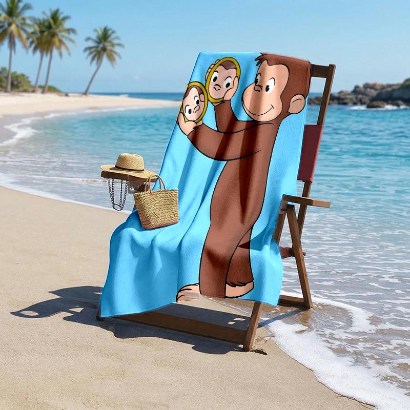 Curious George Fashion Beach Towel: Ideal for Summer Adventures Soft, absorbent and quick drying suitable for swimming and bathing