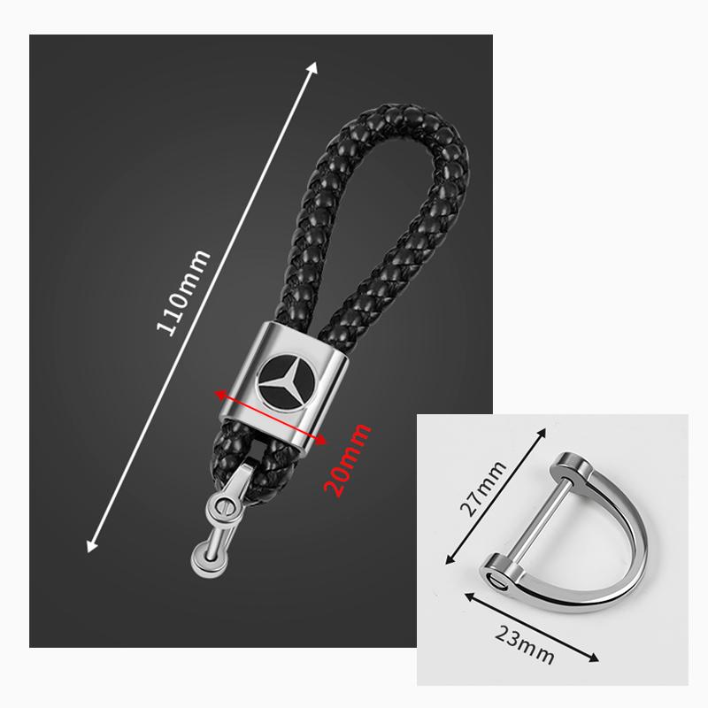 AABGT1 car inspection sticker Leather Rope for Mercedes Benz MB B/C/E Class A C200L GLC GLK CLA Hand Braided Horseshoe Buckle
