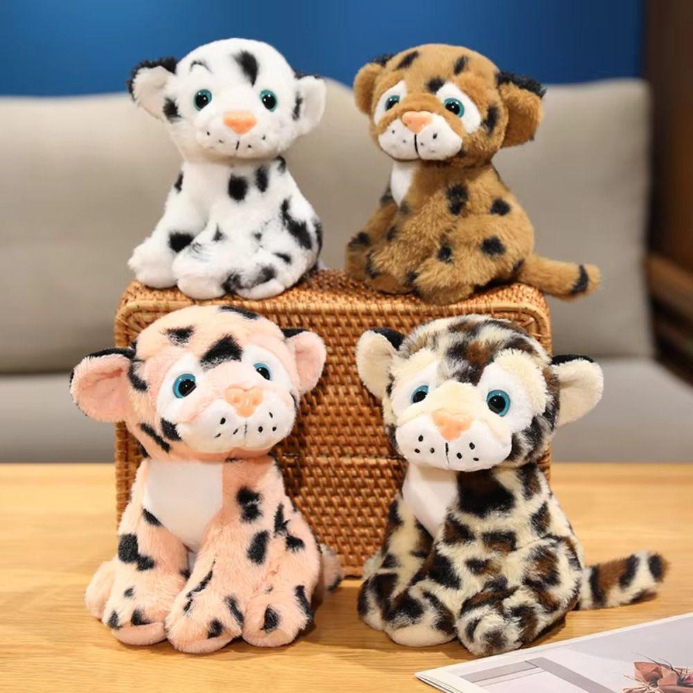 Sitting Lifelike Leopard Plush Doll PP Cotton Animals Stuffed Toys  Birthday Gifts