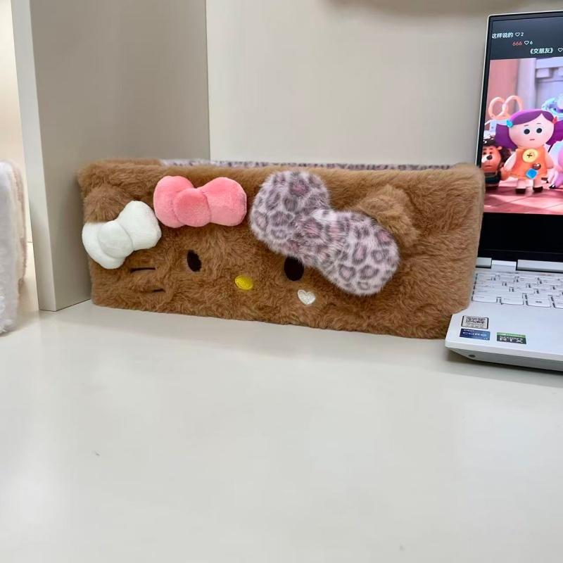 Kawaii Two Tone Cartoon Plush  Cute Toy Storage Basket Doll For Teens Desk Sundry And Makeup Organizer