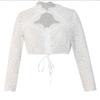Women's Lace Crop Top Oktoberfest Dirndl Blouse Half Sleeve Traditional Bavarian Festival Shirt with Front Tie Detail