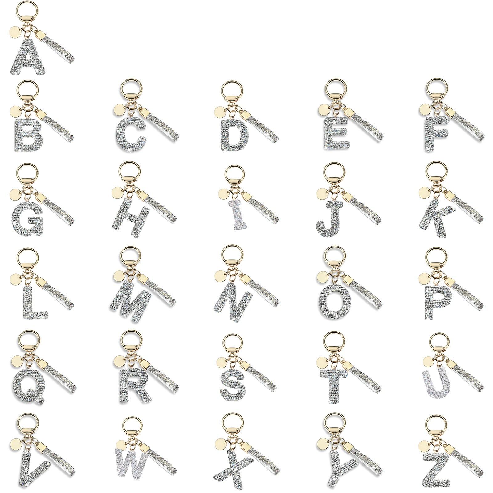 

Персонализированный брелок с гравировкой 26 английских букв на заказ с бриллиантом One Size серебряный