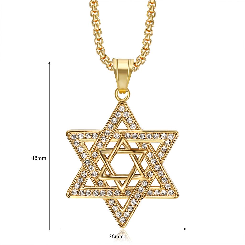 Gothic Star of David Pendant Necklace Hexagram Chain Hip Hop Jewelry Accessories