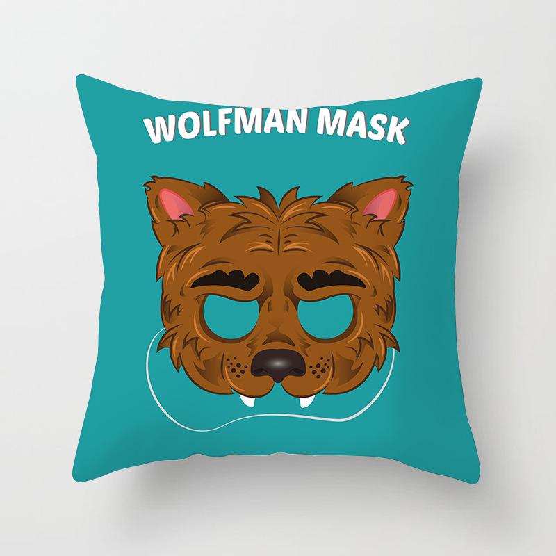 Cartoon Animal Print Car Cushion Cover Dog Head Sofa Pillow Cover Home
