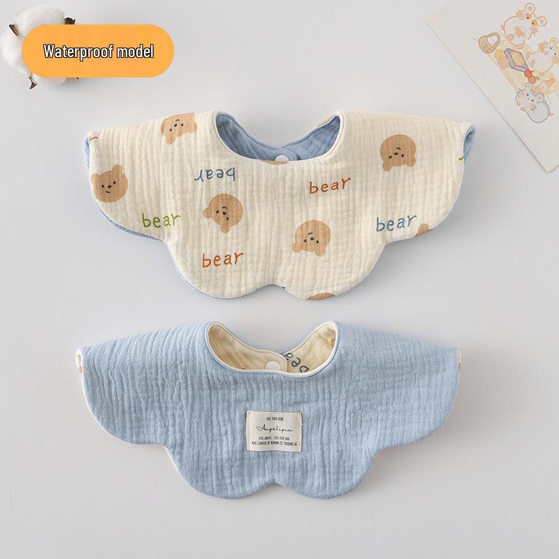 Dwustronny, wodoodporny śliniaczek dla niemowląt w stylu koreańskim z płatkami, wykonany w 100% z gazy bawełnianej