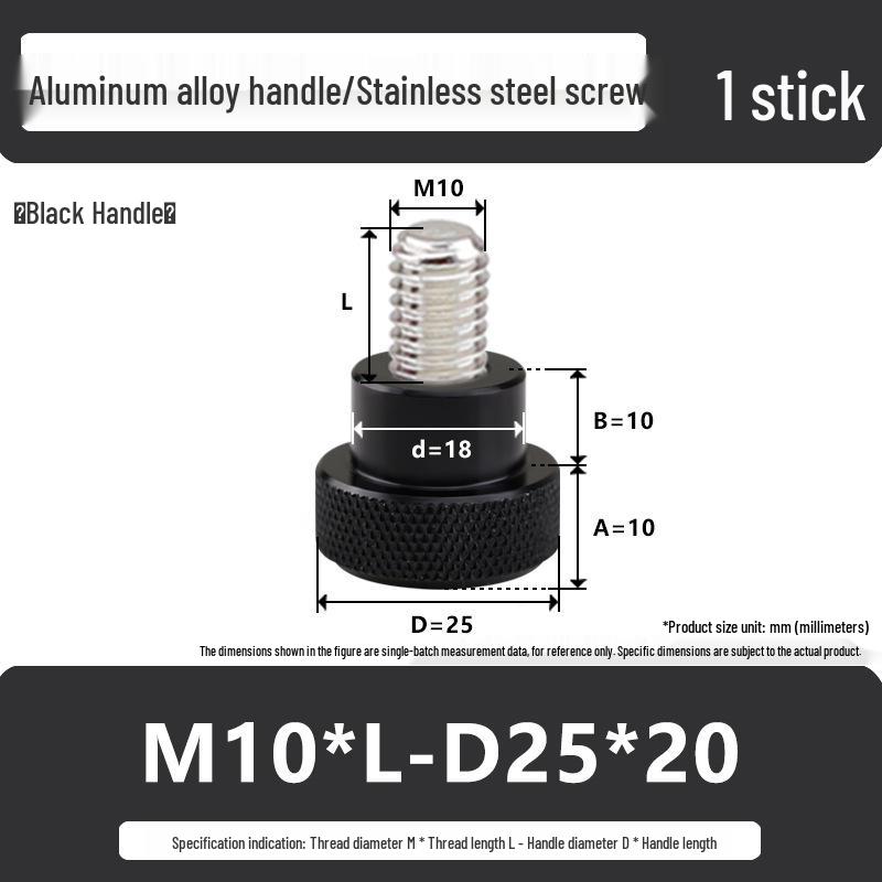 M10 Knurled Flat Head Aluminum Handle Stainless Steel Hand-Tightening Screw with Shoulder Adjustment Bolt