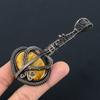 Natural Fossil Coral Gemstone Handmade Copper Wire Wrap Guitar Pendant 3.1 G8f59