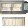 Short Curtain With Colorful Tassels For Home Decors Semi Sheer Window Drape Valance Panel Easy Installation Rod Pocket