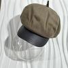 Autumnwinter Vintage Plaid Leather Beret Hat For Women Face Slimming British Style Artist Cap Atmosphere Sensation