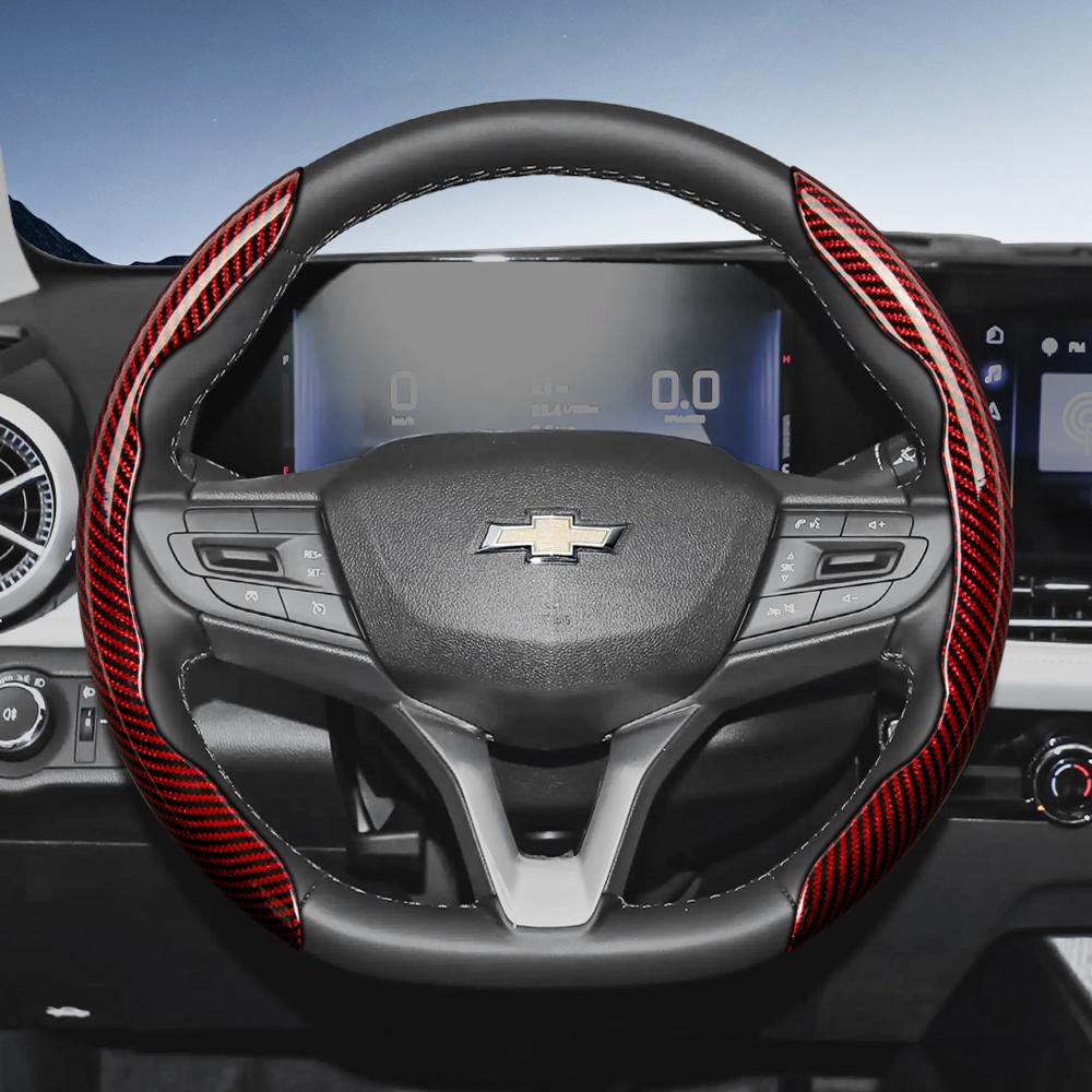 Suitable for Chevrolet Carbon Fiber Texture Steering Wheel Cover with Segmented Quick-Release Design, Durable, for Silverado, Equinox, Trax, Onix