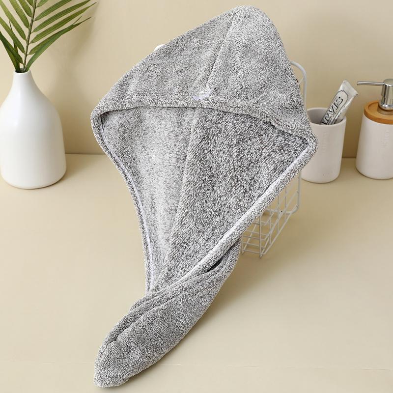 

Striped bamboo charcoal fiber dry hair cap coral shower cap fleece absorbent soft wipe headscarf dry hair towel 25*65