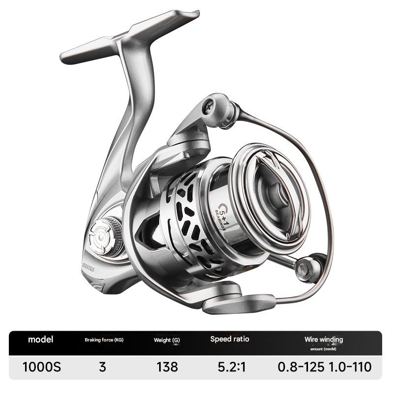 Mavllos Beluga Spinning Reel Speed Ratio 5.2:1  Drag Power 3kg Metal Spool Light weight Freshwater Trout Spinning Fishing Reel