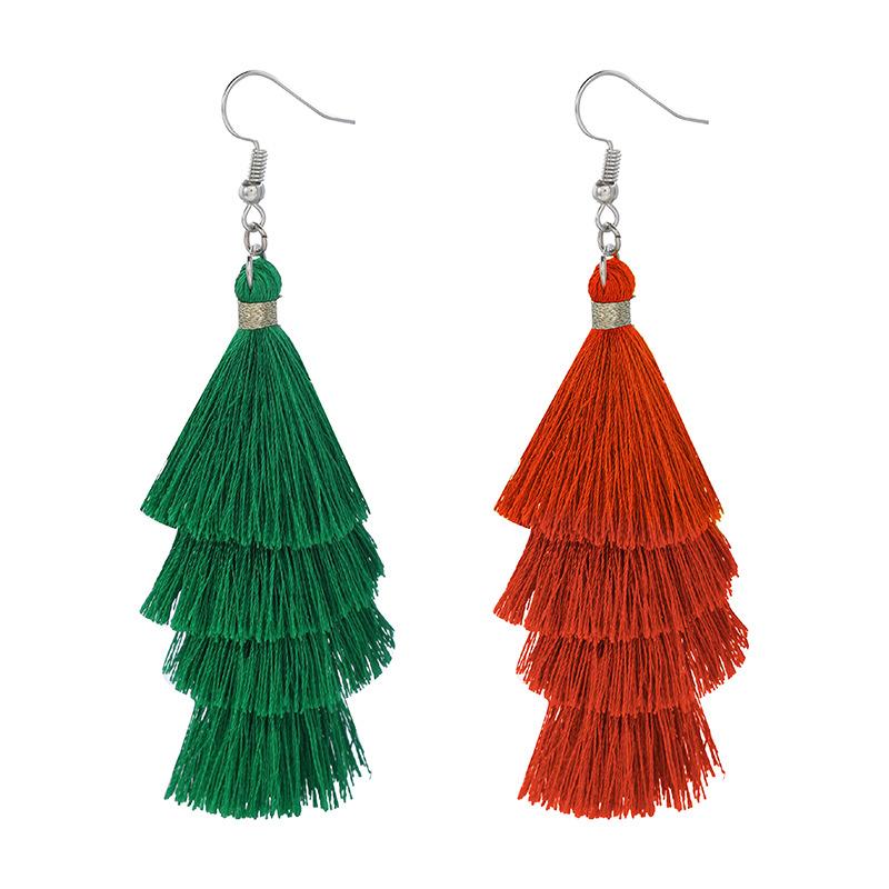 Christmas Santa Snowflake Earrings Cane Candy Bells Elk Earrings Christmas Hat Earrings