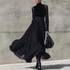Women's High Waist Chiffon Midi Skirt Solid Pleated Flowy A Line Long Maxi Skirt Elegant Casual Half Skirt