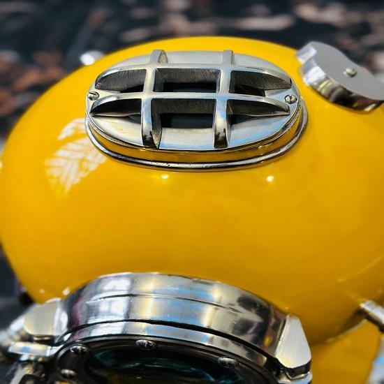 Nautischer Taucherhelm, Gelbe Beschichtung, Tiefseetaucher, Maritimes Marinedekor, Taucherhelm, Bestes Geschenk
