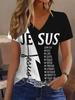 Full Body Printed Breathable V-neck Short-sleeved Faith T-shirt