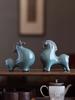 Chinese Style Ge Kiln Horse Decoration Piece, Ceramic Animal, Wild, Creative Home, Living Room, Tea Ceremony, New