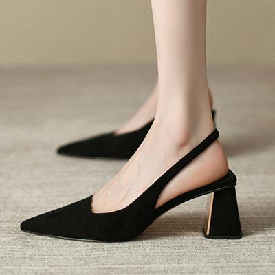 Fashion Women Sexy High Heels Sandals Brand Pumps  Spring Summer New Pointed Toe Dress Shoes Women Slingback Slippers Slides