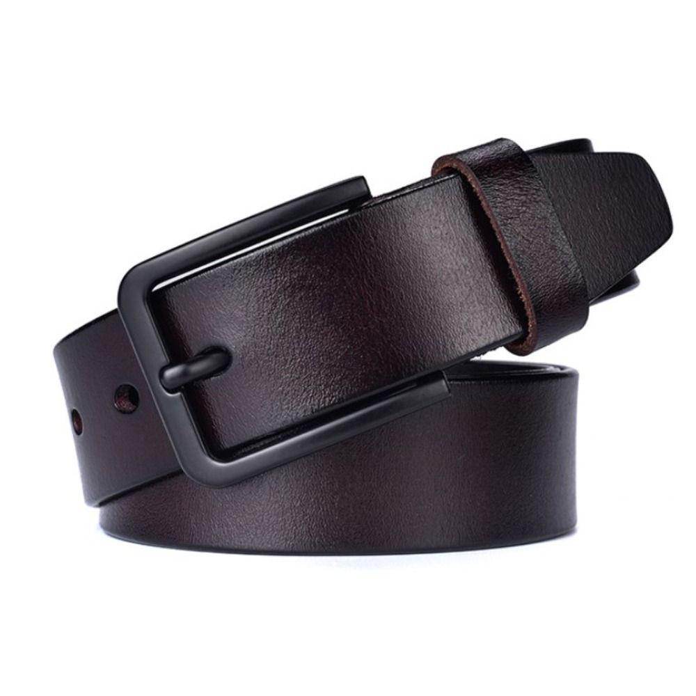 Zinc Zinc Alloy Pin Buckle Men Belt Genuine Leather Male Strap Fashion Waistband Jeans