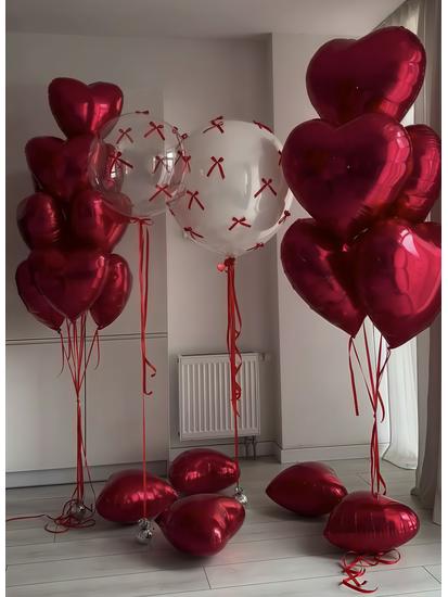 Red Heart-Shaped Helium Balloons for Valentine's, Proposal, Wedding, or Room Decoration
