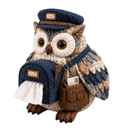 huaqianguhh DIY Tissue Box Cover Kit, Owl Shape, Soft Textures Patchwork Sewing Handmade for Handicraft Enthusiast Beginners