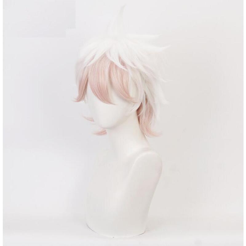 33 cm joc Komaeda Nagito perucă Cosplay Danganronpa bucle scurte rezistente la căldură sintetice Komaeda Nagito peruci pentru costum de petrecere de Halloween