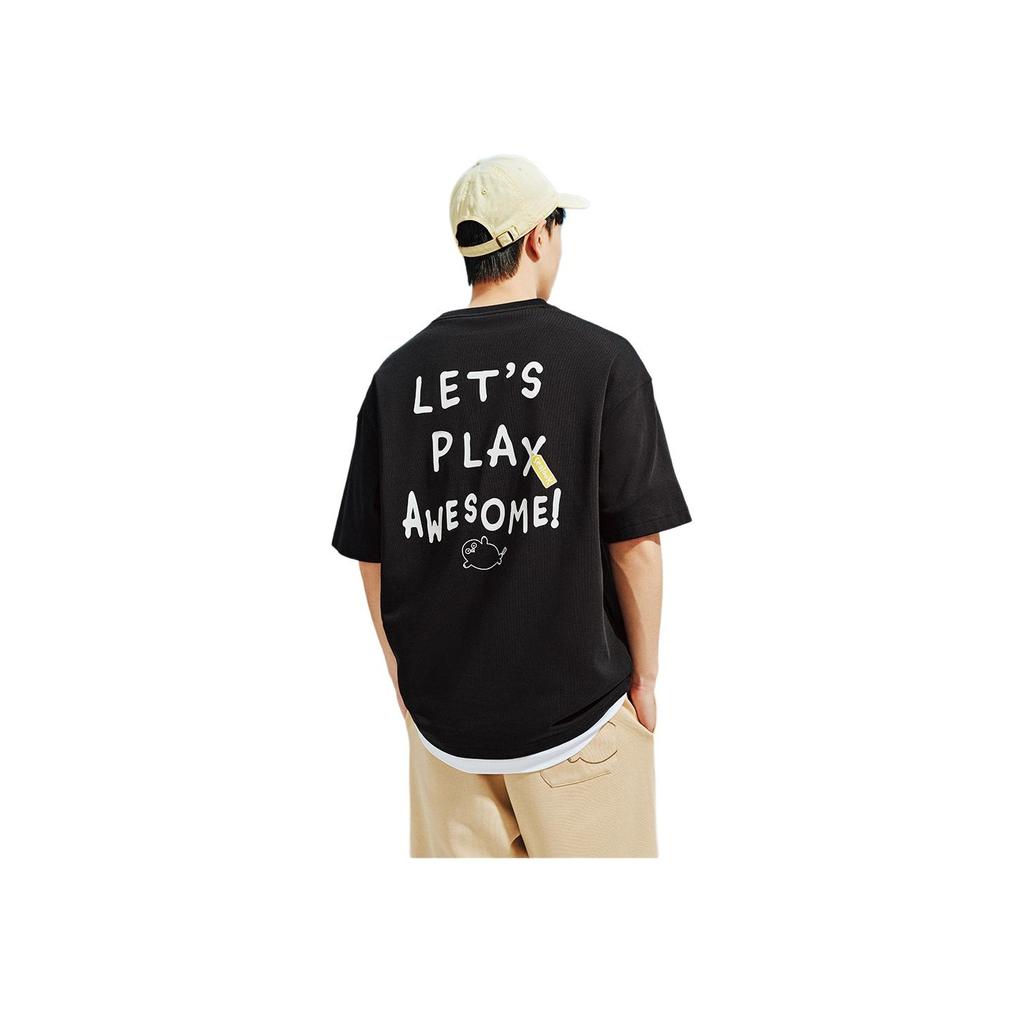 Anta X Seal Look Collaboration Lifestyle Series Sport Casual Simple Loose Round Neck Pullover Letter Short Sleeve T-Shirt Men Tops 972528102-7