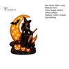 Handcrafted Resin Ornament Halloween Witch Lamp, Gothic Crescent Moon LED Night Light, Tabletop Statue Spooky Decorative Table Lamp for Bedroom