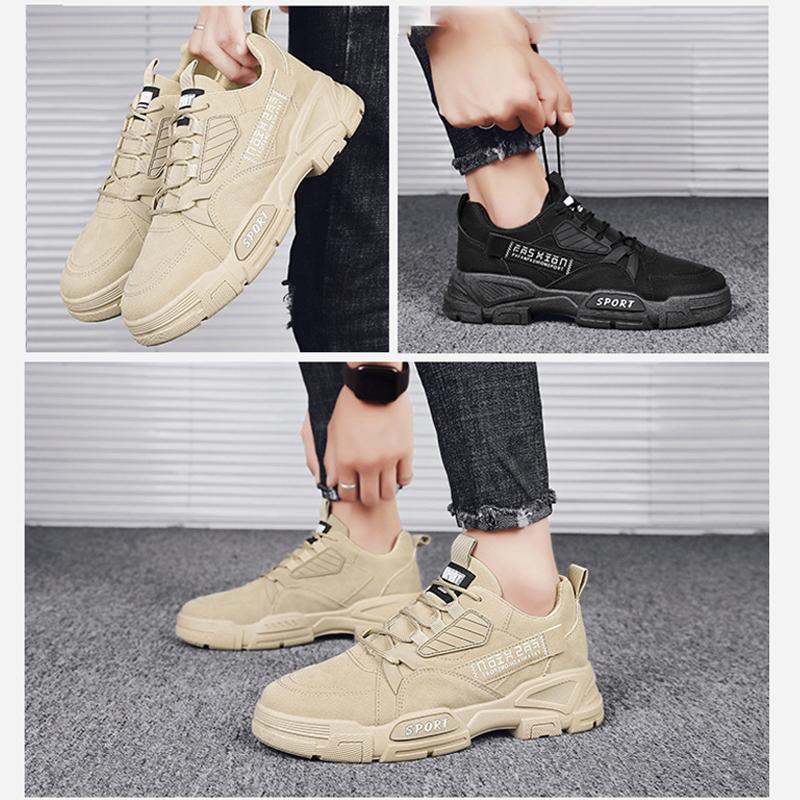 Oulylan Men Casual Breathable Sneakers Summer Lace Up Protection Boots Waterproof Labor Shoes Anti Slip Wear Resistant Footwear