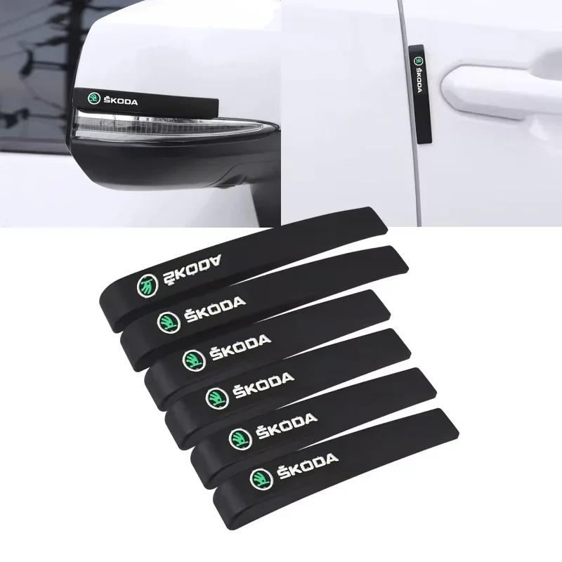 SEHX4 6Pcs Car Door Anti Collision Strips Anti-scratch Protection Stickers For Skoda Octavia Superb Rapid Kodiaq Karoq Fabia Vision RS