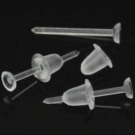 50 Teile/satz Unisex Klar Kunststoff Ohrring Post Ohr Pins Rücken DIY Schmuck Zubehör