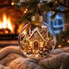 Lightweight Xmas Tree Pendants Clear Christmas Ball Ornaments, Acrylic Hanging Decoration with Gingerbread House Small Gifts Reindeer Santa Inside for