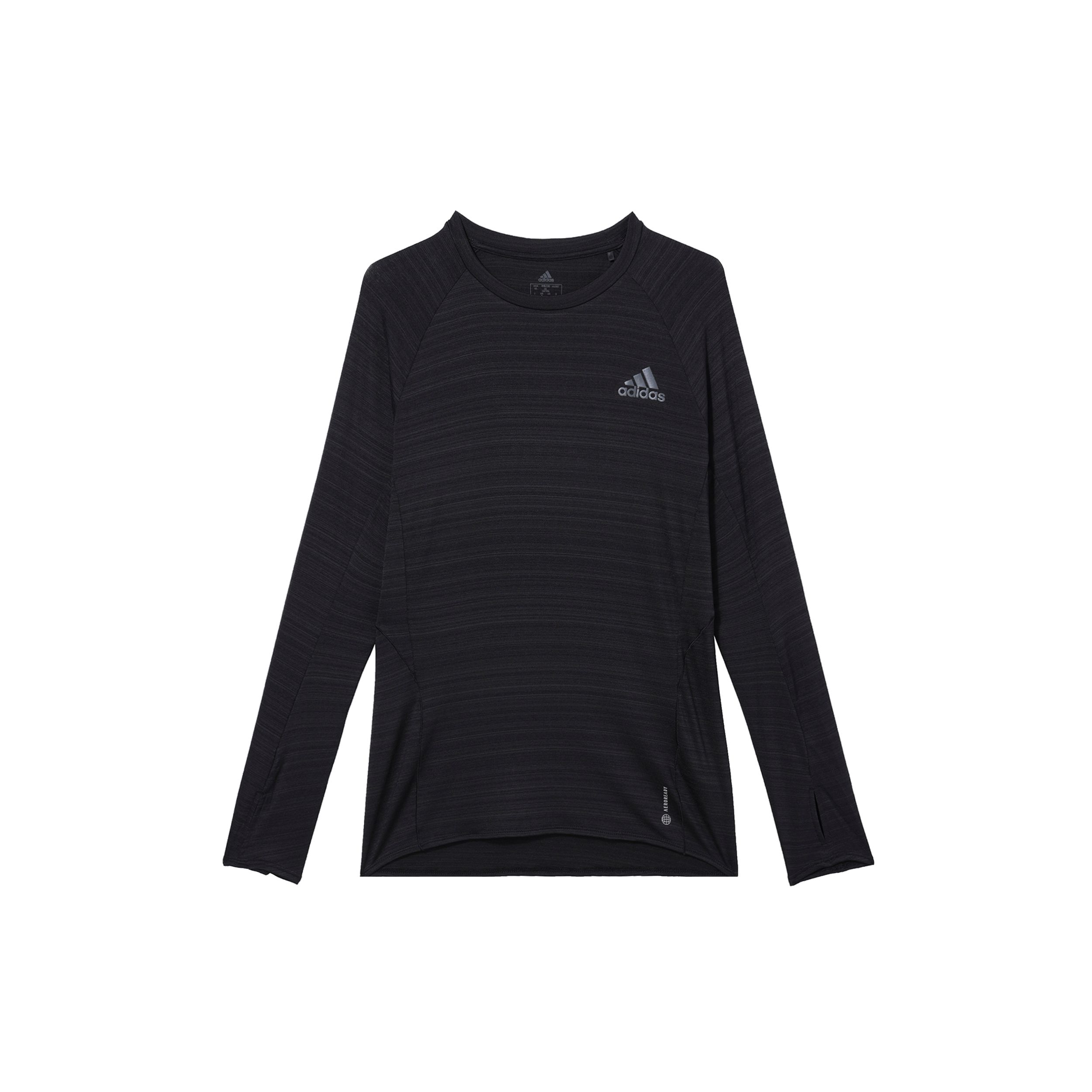 

Adidas Adi Runner Футболка с длинным рукавом с логотипом и отверстиями для большого пальца Мужские топы Черный GC6733 XL