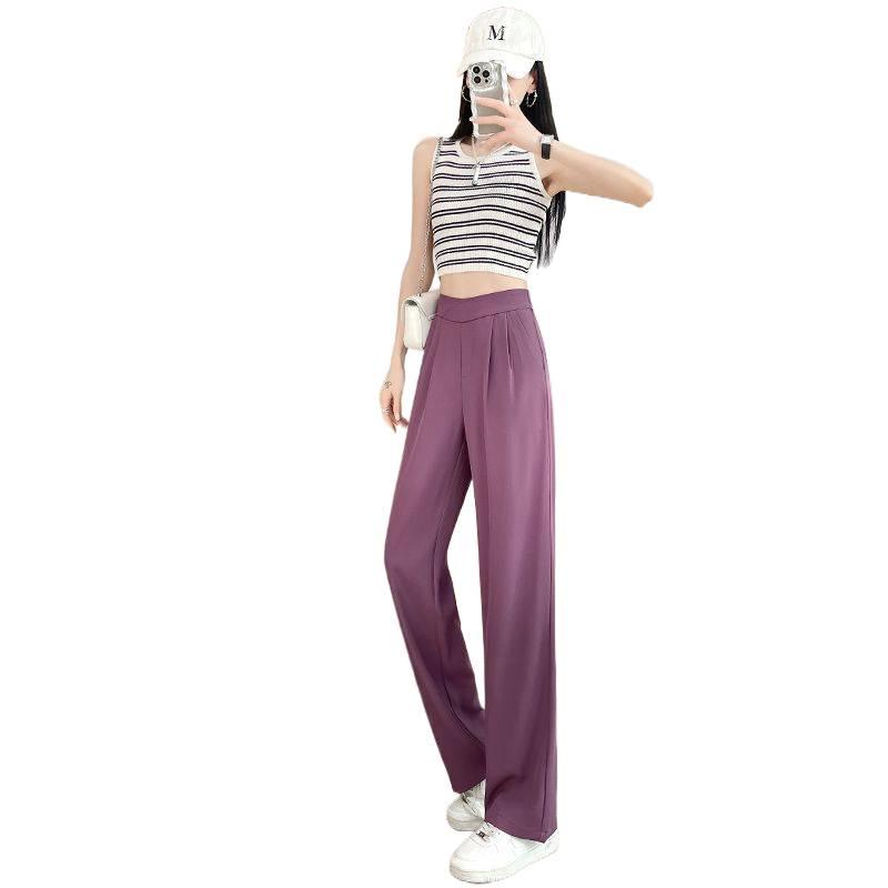 Women's Chiffon Wide-Leg Pants, Summer 2026: High-Waist, Lightweight Ice Silk, Sun-Protective, Casual Drape Style.