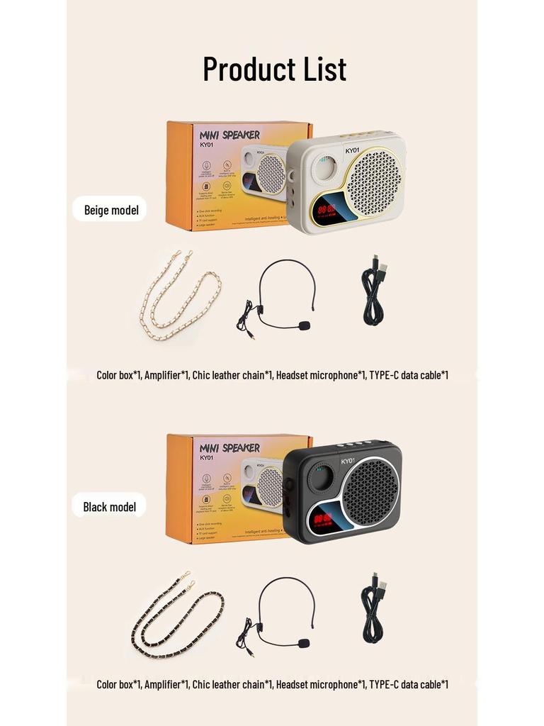 Portable Bluetooth Speaker & Lightweight Wireless Microphone for Teachers & Musicians