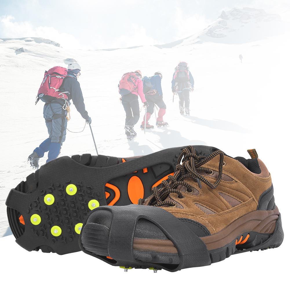 1 Pair Universal 10 Teeth Anti Slip Ice Cleat Shoe Grips Spikes Cleats Crampons for Hiking