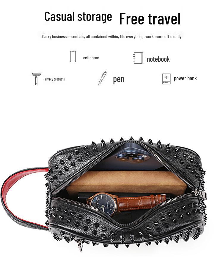 2025 Black Studded Versatile Backpack & Shoulder Bag - Large Capacity, High Quality