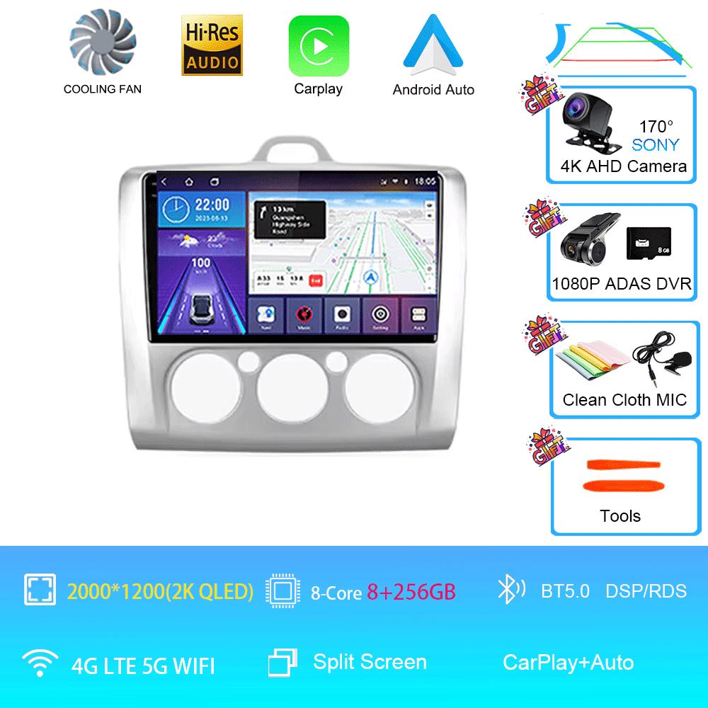 Car Radio Android 14 Auto Carplay WiFi For Ford Focus 2 3 Mk2 Mk3 2004 2005-2011 4G Multimedia GPS Navigation 2 Din Autoradio BT