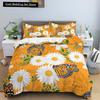 Daisy King Queen Duvet Cover Flowers Butterfly Bedding Set for Kids Teens Adults White Floral Theme 2/3pcs Polyester Quilt Cover