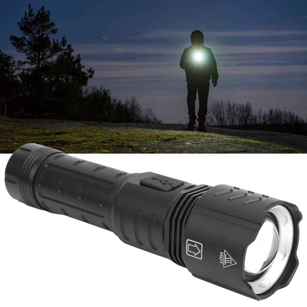 XHP90 Flashlight Zoomable Focusing USB Rechargeable TypeC Rechargeable Torch Outdoor