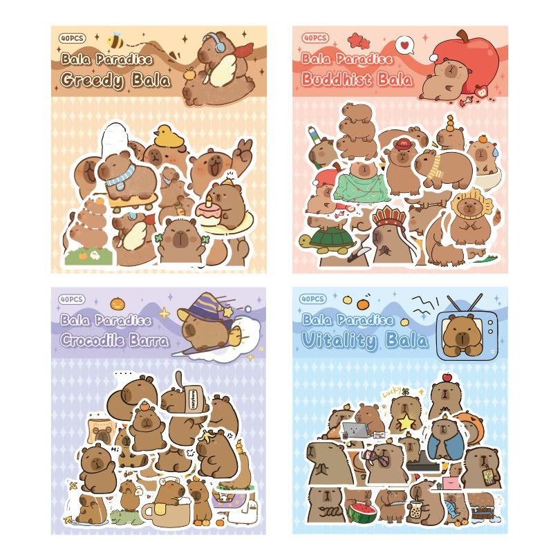 Capybara Paradise Cartoon Sticker Pack: Cute Journaling Stickers for Kids and Girls