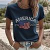 Women's 250th Anniversary Independence Day Digital Print T-shirt – Short Sleeve, Casual European & American Style